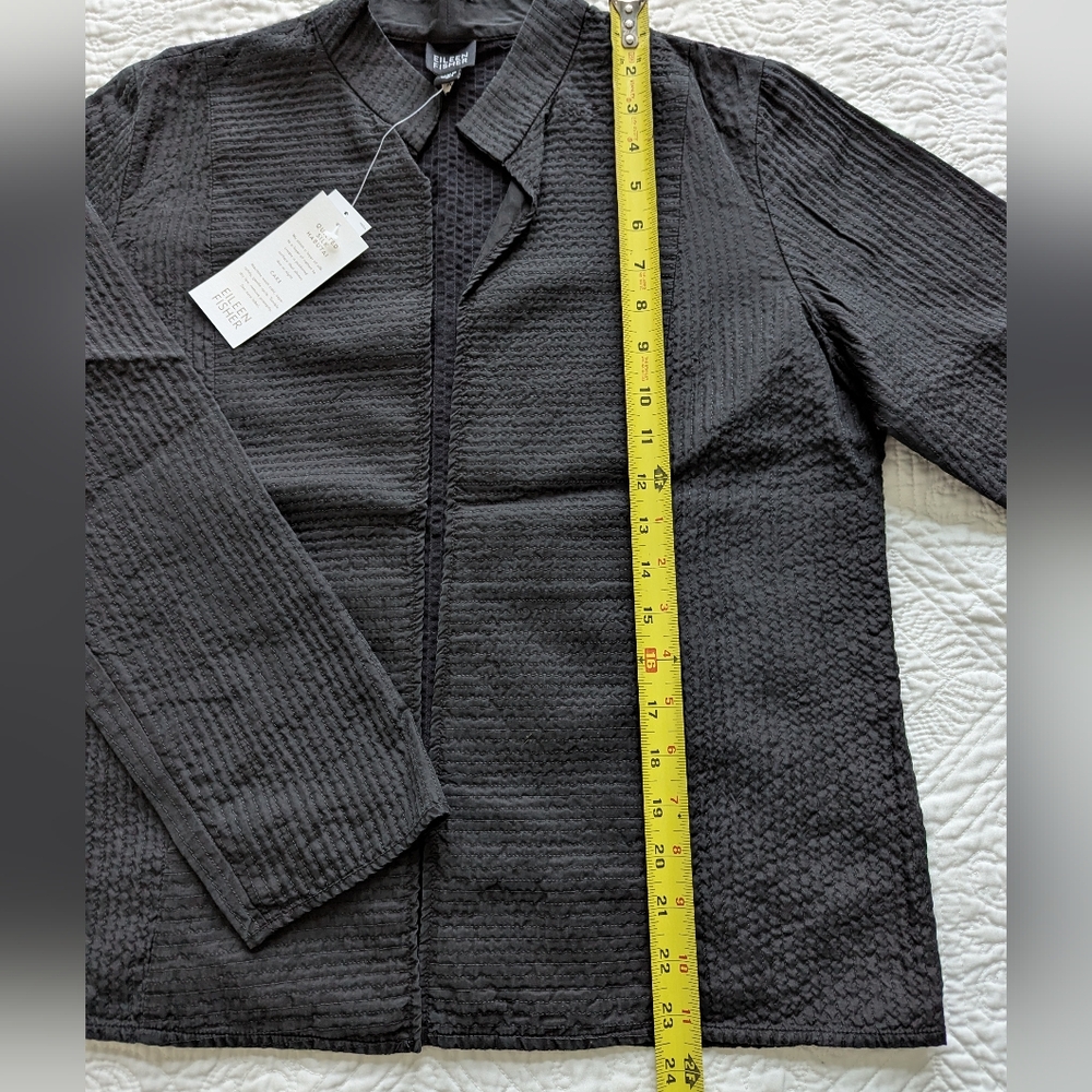 Eileen Fisher Black Quilted Silk Habutai - Picture 8 of 11
